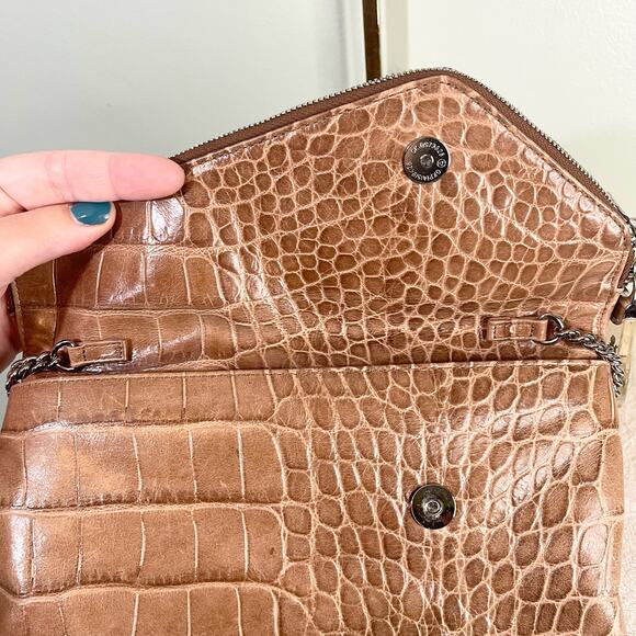 Henri Bendel Leather Crocodileskin Bag Brown - Picture 5 of 9
